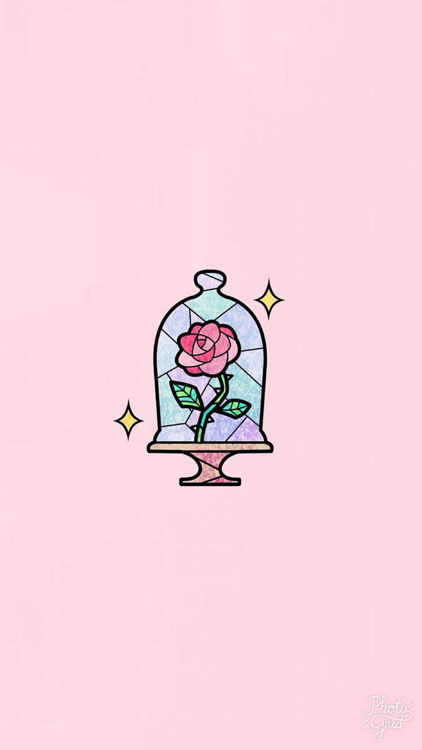 Омагьосана роза Дисни красавицата и звяра, сладка дисни естетика HD тапет за телефон