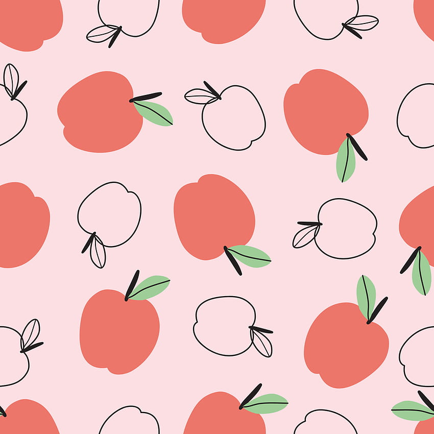 Roter Apfel, nahtloses Muster, handgezeichnetes Design, Fruchthintergründe im Cartoon-Stil, verwendet für Druck, Dekoration, textile Kleidungsmuster. Vektorillustration 4257159 Vektorgrafiken bei Vecteezy, Fruchtmuster HD-Handy-Hintergrundbild