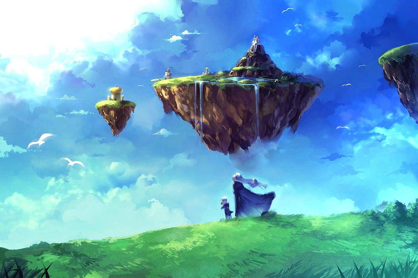 http://www. vortex/anime, floating island HD wallpaper
