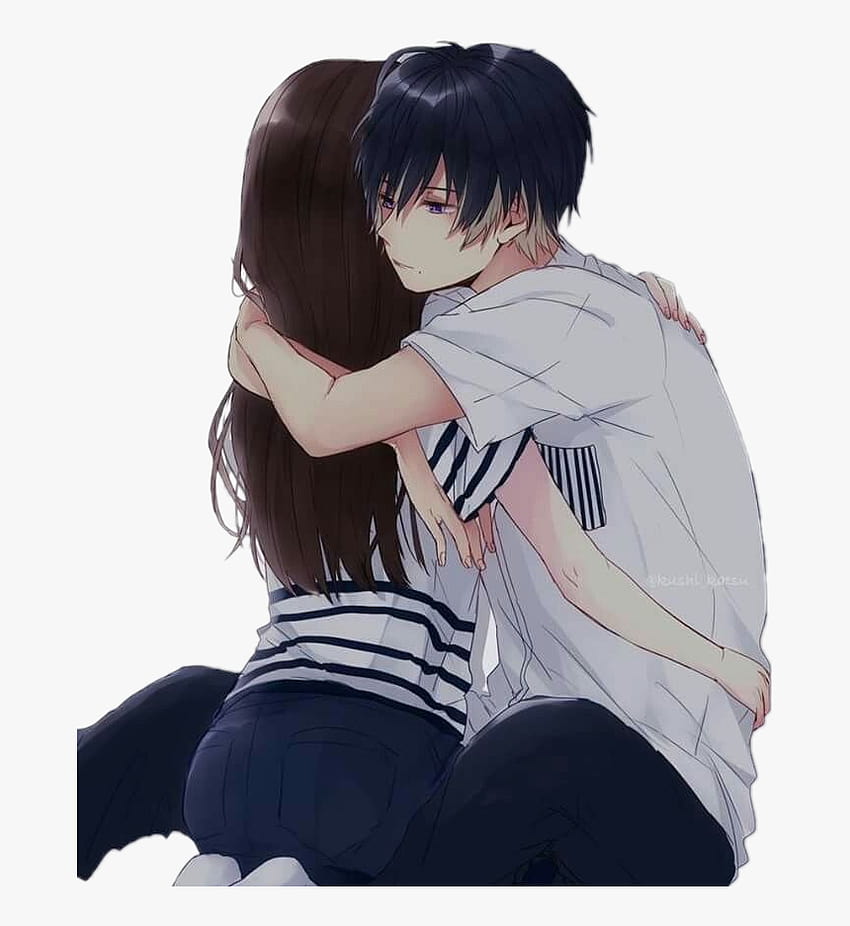 hugs, kawaii couple anime HD phone wallpaper