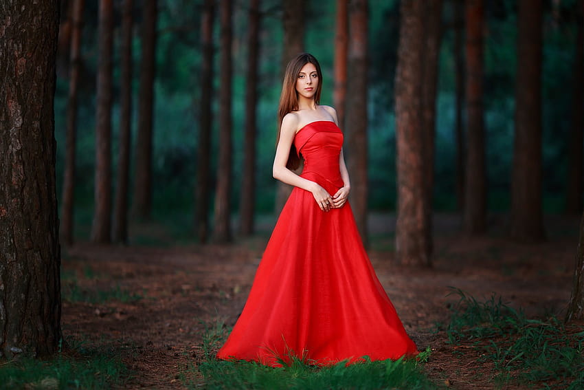 1130365 trees, women, model, red, graphy, dress, green, wedding dress, Person, clothing, prom, woman, bride, gown, portrait graphy, shoot, bridal clothing, formal wear, quincea era, bridesmaid, formal dress HD wallpaper
