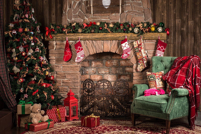 Holiday Christmas Holiday Christmas Tree Living Room, rustical christmas decorations HD wallpaper
