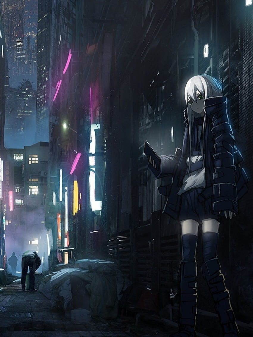 1536x2048 Anime Dark City, Skyscrapers, Back Streets, anime neon city HD phone wallpaper
