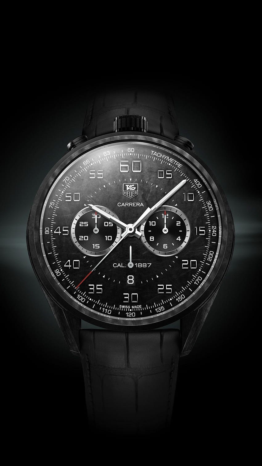 TAG Heuer Carrera Watch Android, le logo de la montre noire Fond d'écran de téléphone HD