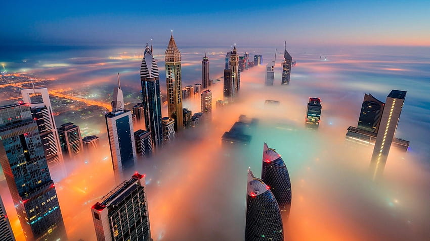 1920x1080, Skyline von Dubai im Nebel, Skyline von HD-Hintergrundbild