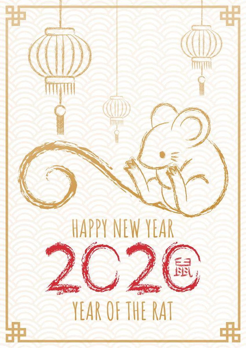 幸せな中国の新年2020年、20年。手描き書道ラット。 Premium ... HD phone wallpaper