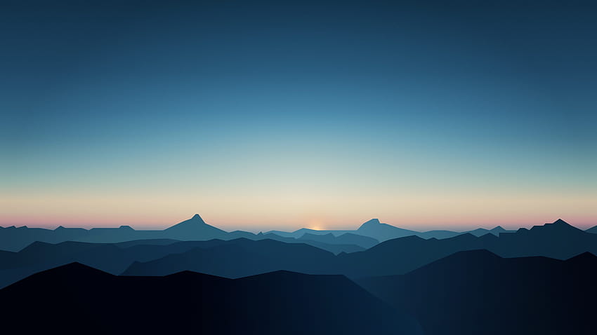 CGI, Dark, Mountains, Sunrise, Minimal • For You For & Mobile, 미니멀한 블랙 풍경 HD 월페이퍼