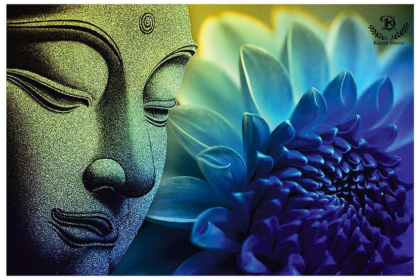 Kayra Decor Lord Buddha with Chrysanthemum Flower 3D Print, 3d buddha HD wallpaper