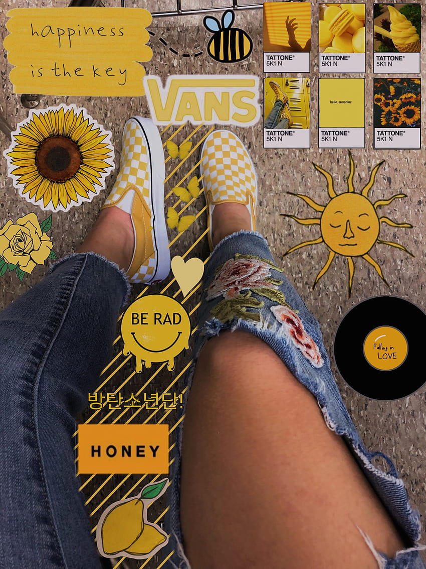 Yellow checkered vans, yellow vans tumblr HD phone wallpaper | Pxfuel