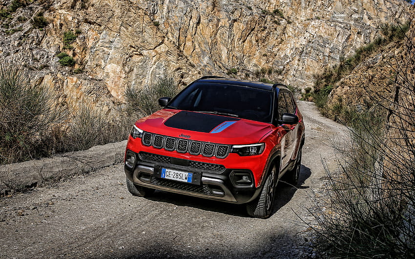 2022, Jeep Compass Trailhawk 4xe, front view, exterior, new red Compass Trailhawk, SUV, American cars, Jeep with resolution 3840x2400. High Quality, 2022 jeep compass HD wallpaper