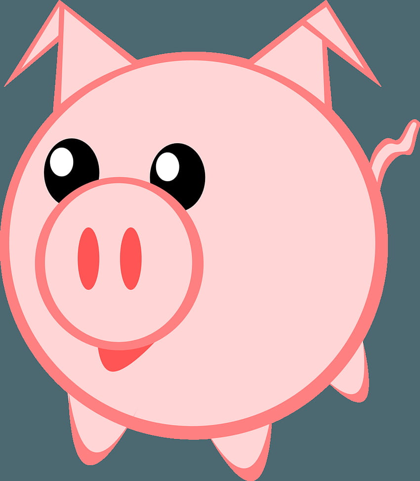 パブリック ドメイン クリップ アート、かわいいピンクの漫画豚の背景 HD電話の壁紙