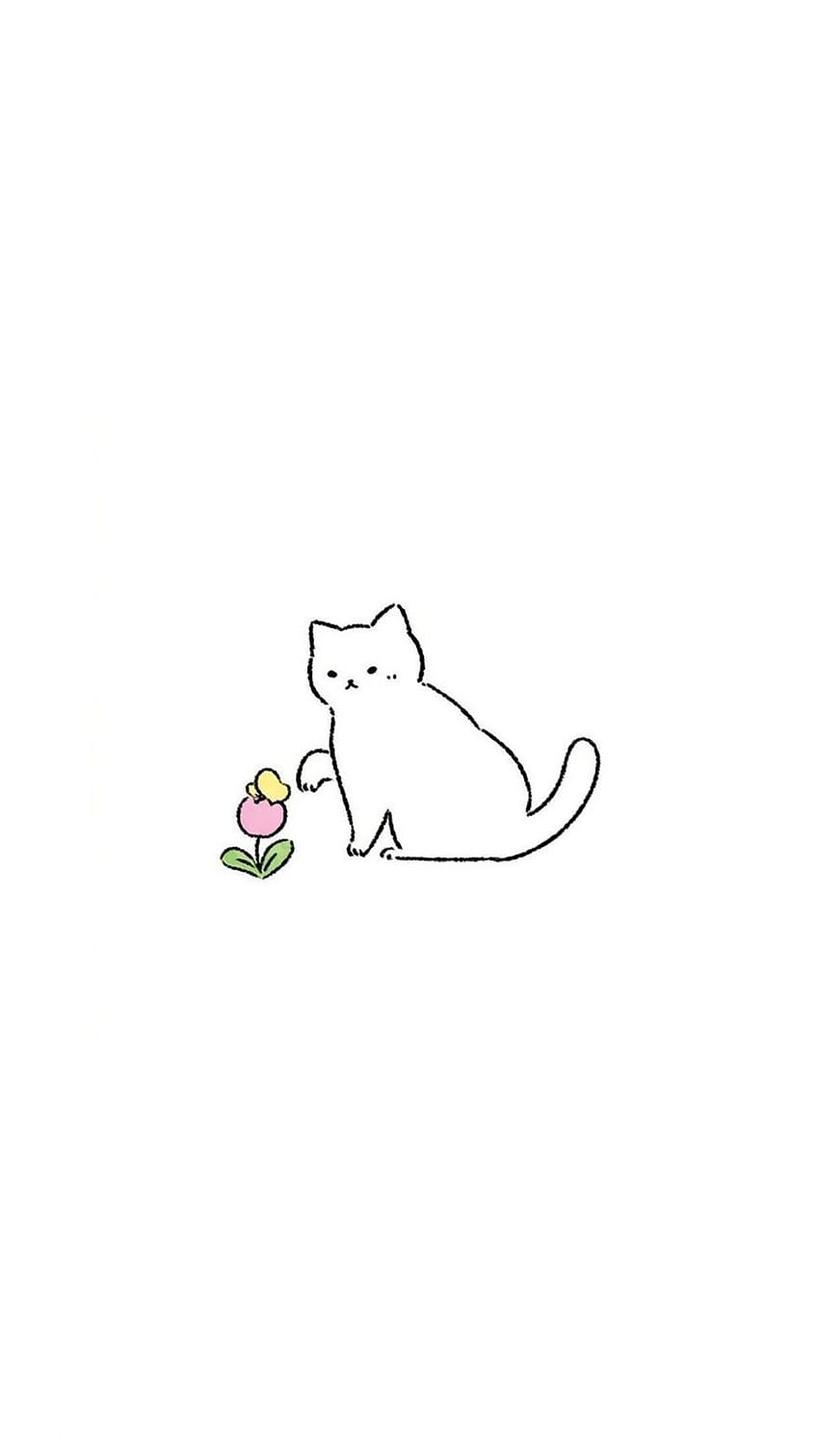 Disegni carini, Pastello carino, Piccoli disegni carini, gatto kawaii primaverile Sfondo del telefono HD