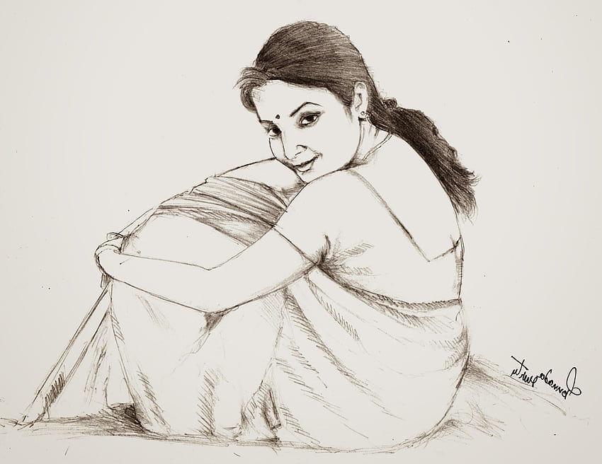 4 Most Popular Pencil Drawing Of Village Girl women pencil drawing HD  wallpaper  Pxfuel