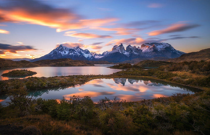 south america chile patagonia andes mountains lake HD wallpaper