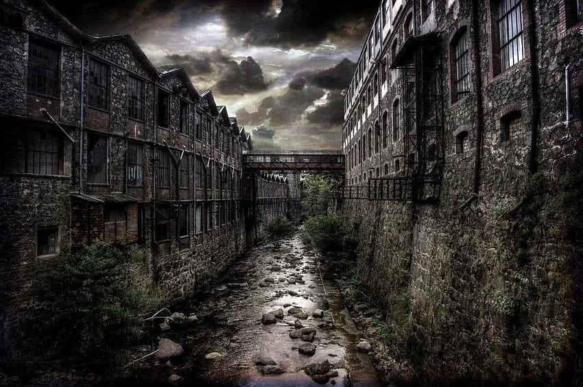 Old Abandoned Factory District:, verlassene Stadt HD-Hintergrundbild