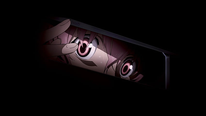 eyes, Dark, Pink, Hair, Anime, Pink, Eyes, Simple, Background, Black, Background, Mirai, Nikki, Gasai, Yuno / and Mobile Backgrounds, dark pink anime HD wallpaper