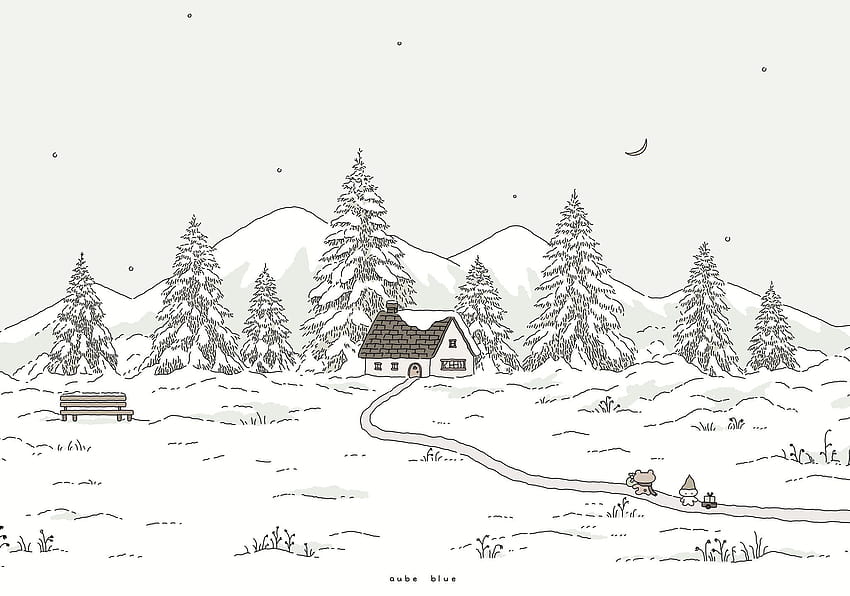 Kawaii Winter publicado por Michelle Peltier, azul aube fondo de pantalla