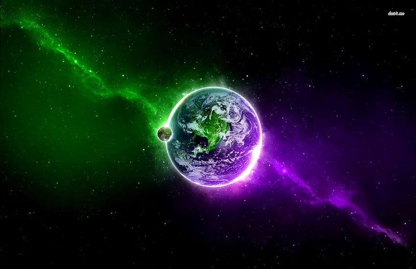 Green Space Вдъхновяващо лилаво пространство, зелено и лилаво HD тапет