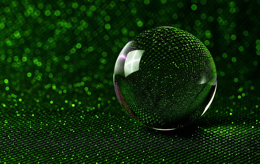 Sphere, 3D, Glass, Ball, Green, Glitter, Abstract, abstract sphere HD wallpaper