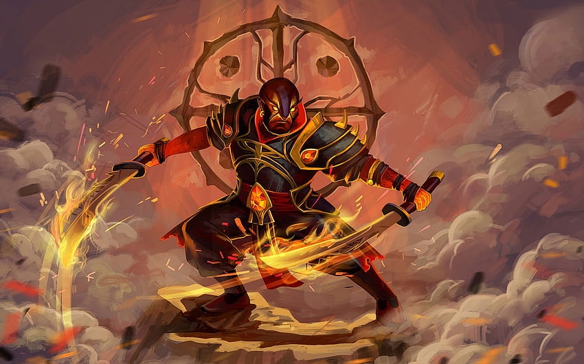 Dota 2 Hero Ember Spirit Warrior Weapon Falchion Swords Armor Art HD wallpaper