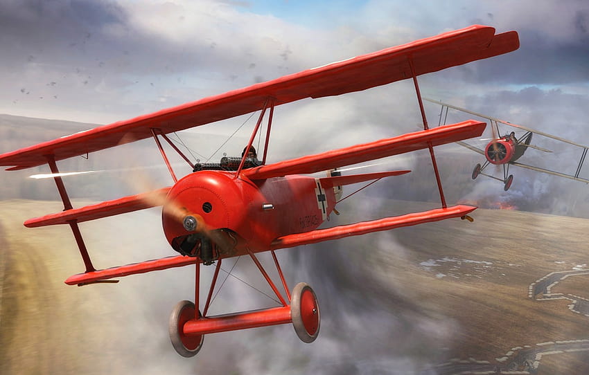 Caza, Biplano, Triplano, Primera Guerra Mundial, Fokker DR.1, Motor rotativo, sección авиация fondo de pantalla
