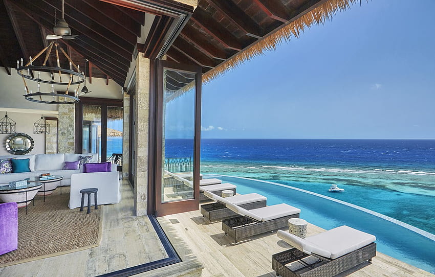 Villa, interior, pool, terrace, Luxury Villa , section интерьер HD wallpaper