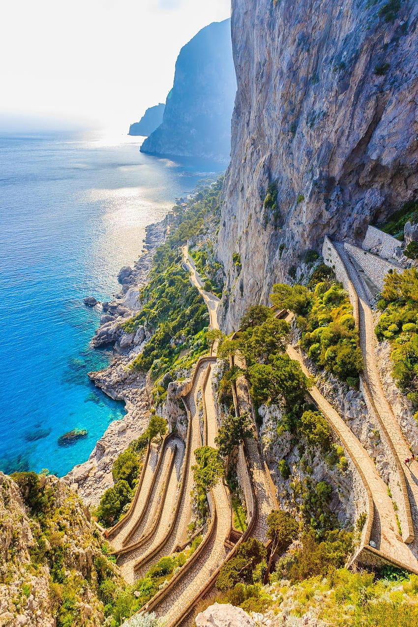 Capri İtalya Şelale Manzarası HD telefon duvar kağıdı