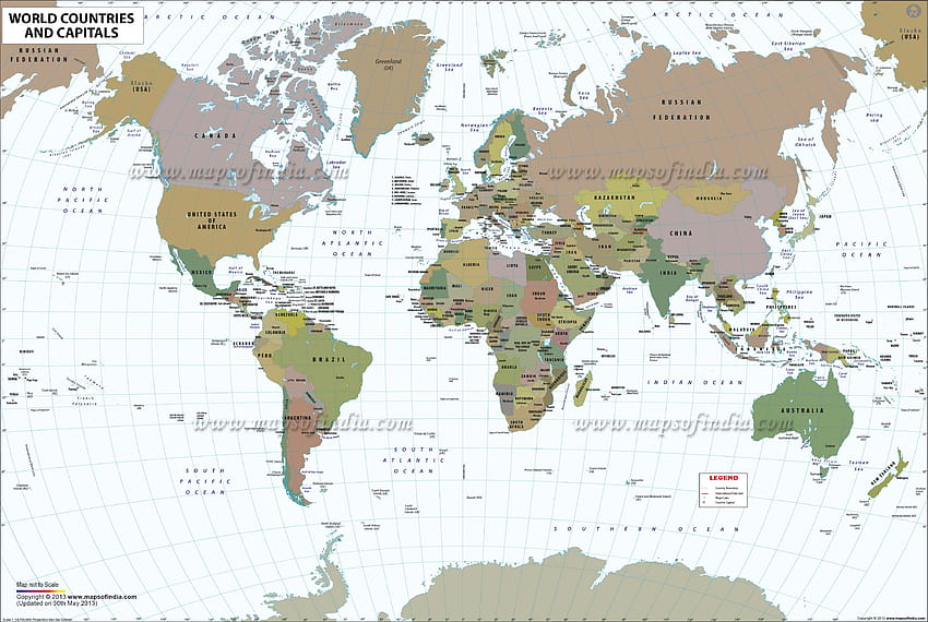 Weltkarte mit Ländern, Weltkarte mit Hauptstadt HD-Hintergrundbild