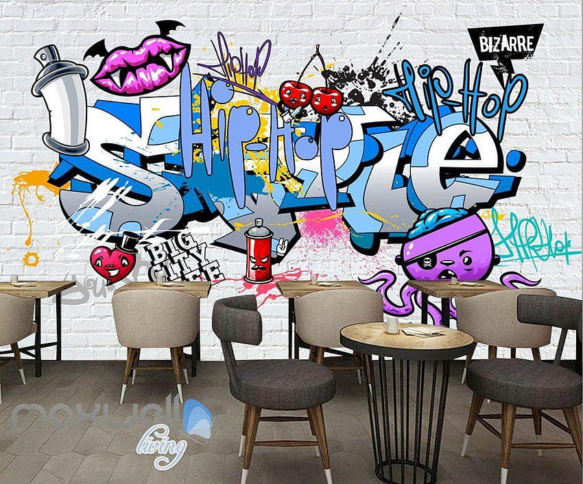 3D Graffiti Devil Lips Hiphop Wall Murals Wall Art Decals, 3d graffiti art HD wallpaper