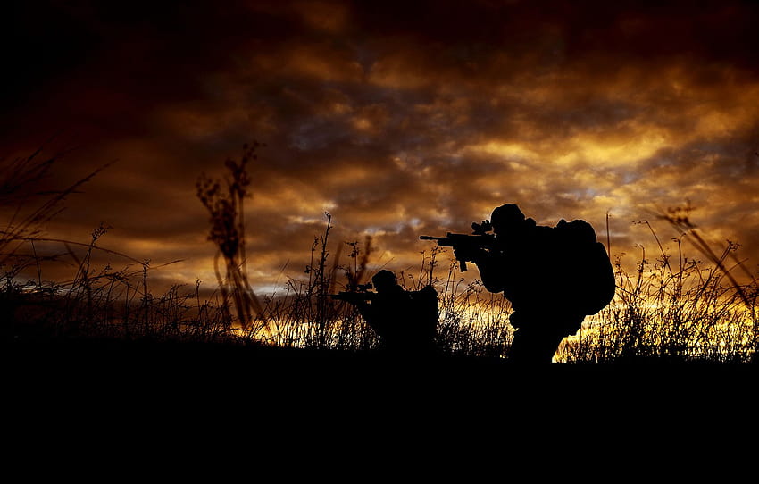 Waffen, Armee, Silhouette, Soldaten , Abschnitt мужчины, Soldatensilhouette HD-Hintergrundbild