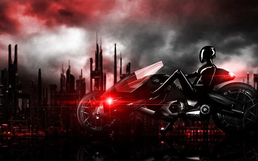 Black sports bike illustration , futuristic, cyberpunk, motorcycle • For You For & Mobile, cyberpunk motorcycle HD wallpaper