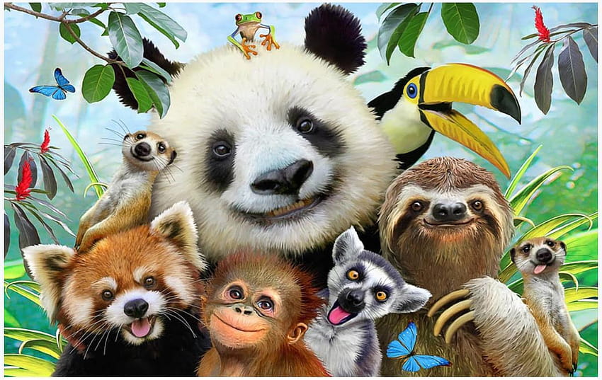 Wholesale And Retail Custom For Walls 3d Mural Cute Cartoon Zoo Group Of Animals Mural For Children Room Backgrounds Wall Papers Home Decoration From A378286736, $8.69 HD wallpaper