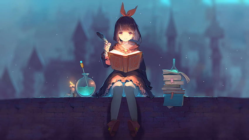 Studying Witch 魔女 [ Engine ...yuinime, studying anime HD wallpaper