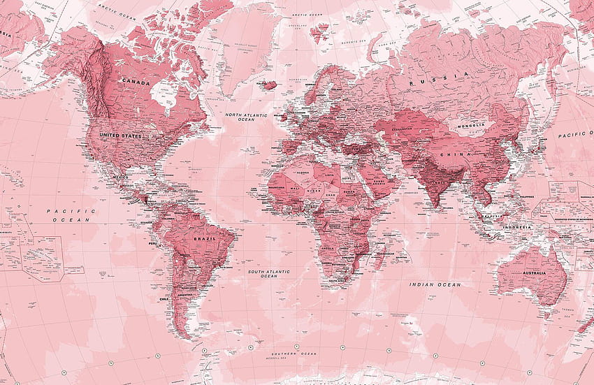 Pink World Map, world atlas computer HD wallpaper