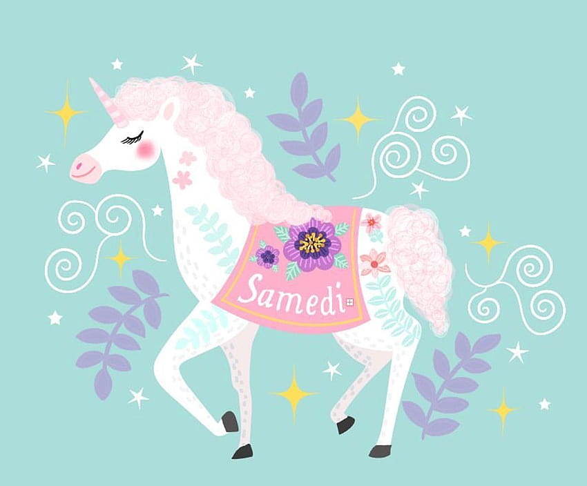 Saturday Is A Unicorn With Candy Floss Hair & Sparkles, dabbing unicorn HD wallpaper