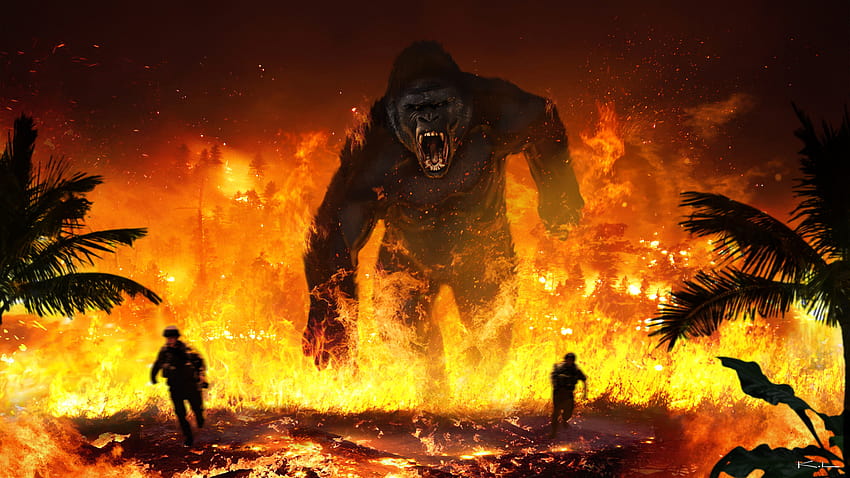 Von Feuer, King Kong, Kong Skull Island Hintergründe, Feuergorilla HD-Hintergrundbild