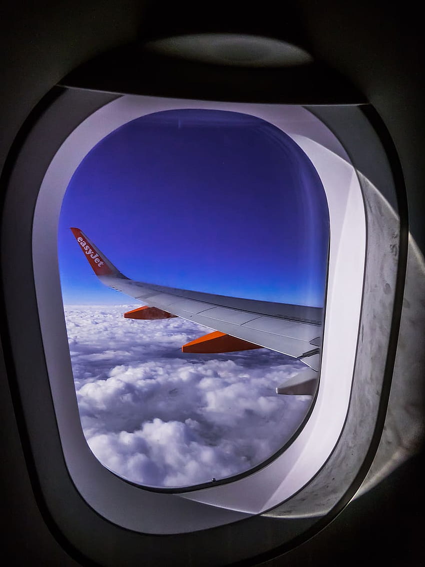 Airplane Window Overlooking Clouds, Aircraft, Aviation, easyjet HD phone wallpaper