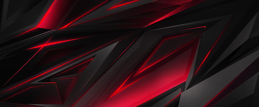 Black Red Abstract Polygon 3d Red Gaming [3840x1600] for your , Mobile & Tablet, gamer black HD wallpaper