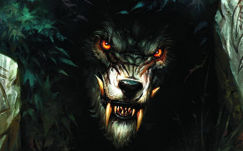 Demoniczny wilk na psie, straszne wilki Tapeta HD