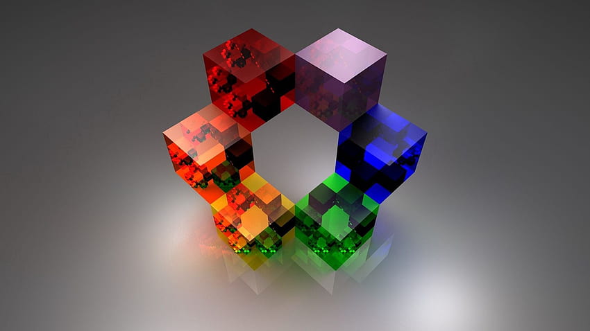 1920x1080] cubo, forma, colorido, vidro, superfície,: r/, cubos coloridos papel de parede HD
