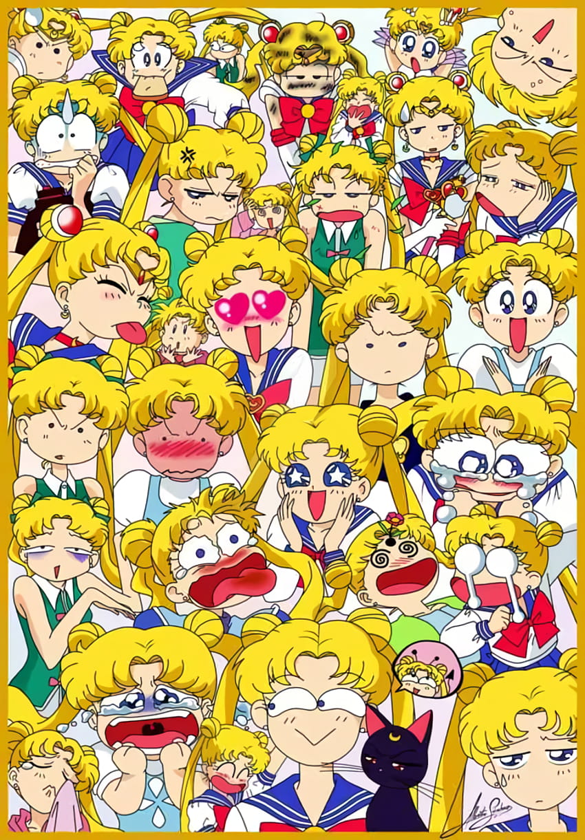tsukino usagi, Sailor Moon, super Sailor Moon и luna, Sailor Moon collage HD тапет за телефон