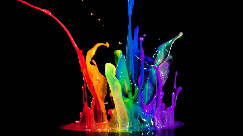 Salpicadura de pintura del arco iris, goteo de pintura fondo de pantalla