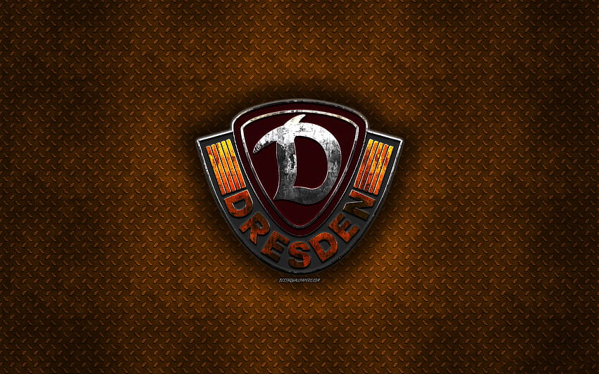 Dynamo Dresden FC, turuncu metal arka plan, Bundesliga 2, Alman Futbol Kulübü, metal logo, futbol, ​​SG Dynamo Dresden, Almanya, 2560x1600 çözünürlüklü Dynamo Dresden logosu. Yüksek Kalite HD duvar kağıdı