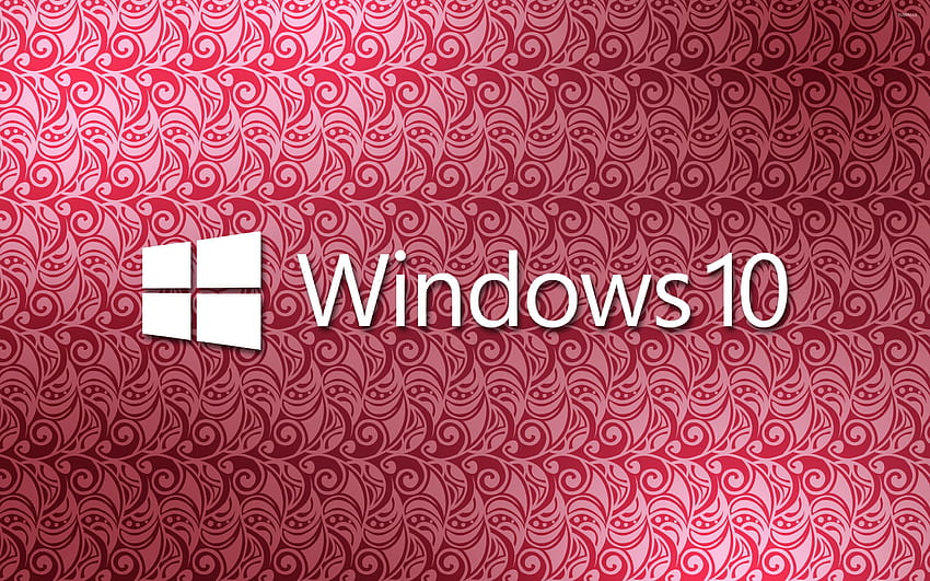 Windows 10 white text logo on a pink pattern, windows 10 pink HD wallpaper