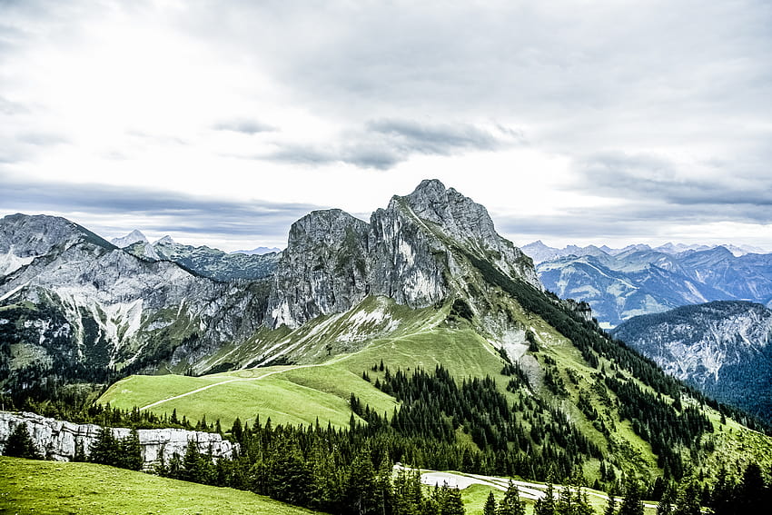 : mountains, summer, top view, tops 4368x2912 HD wallpaper