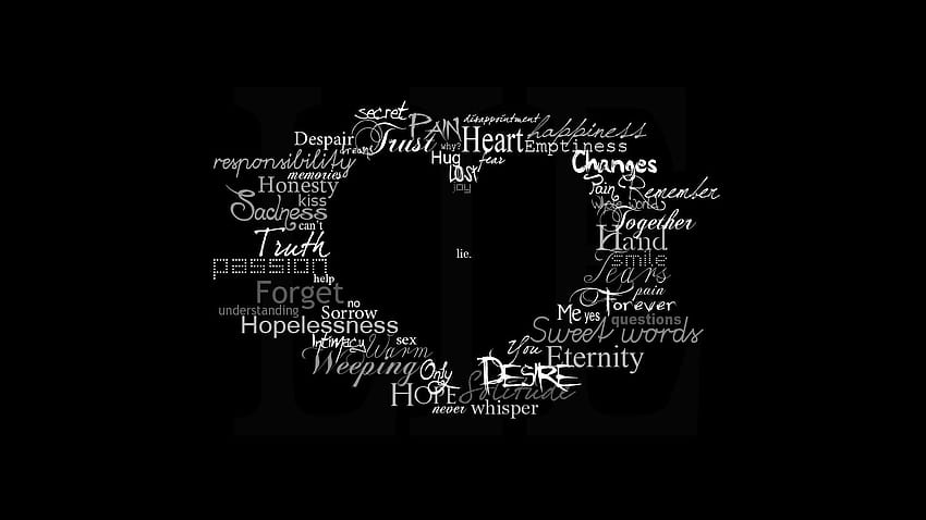 Typography, Quote, Black Background, Word Clouds, Hearts, word cloud ...