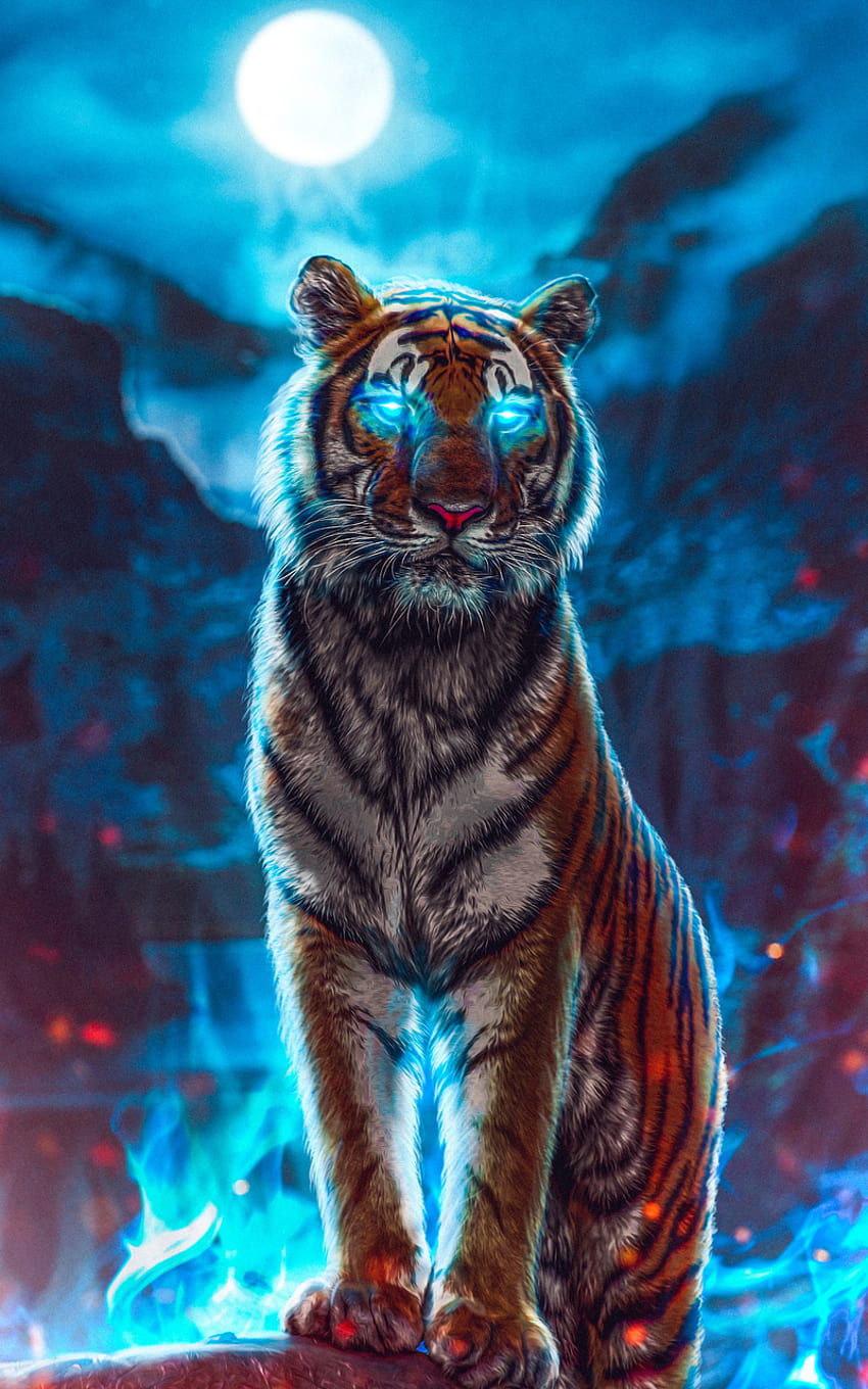 Galaxy Tiger, най-добрият цветен тигър андроид HD тапет за телефон