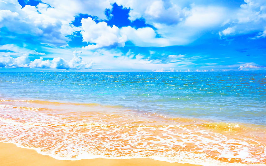高品質、高解像度のビーチの背景、こんにちは夏 高画質の壁紙