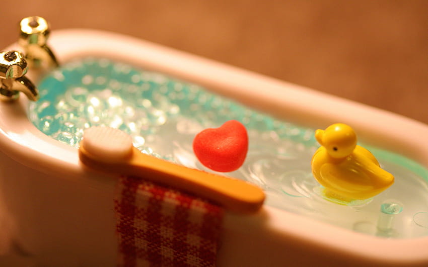 Bathroom bathtubs brush rubber ducks, duck rubber HD wallpaper