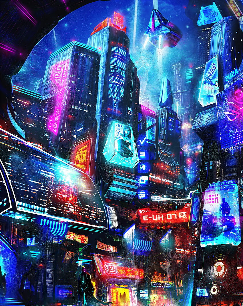 Cyber City Anime HD phone wallpaper